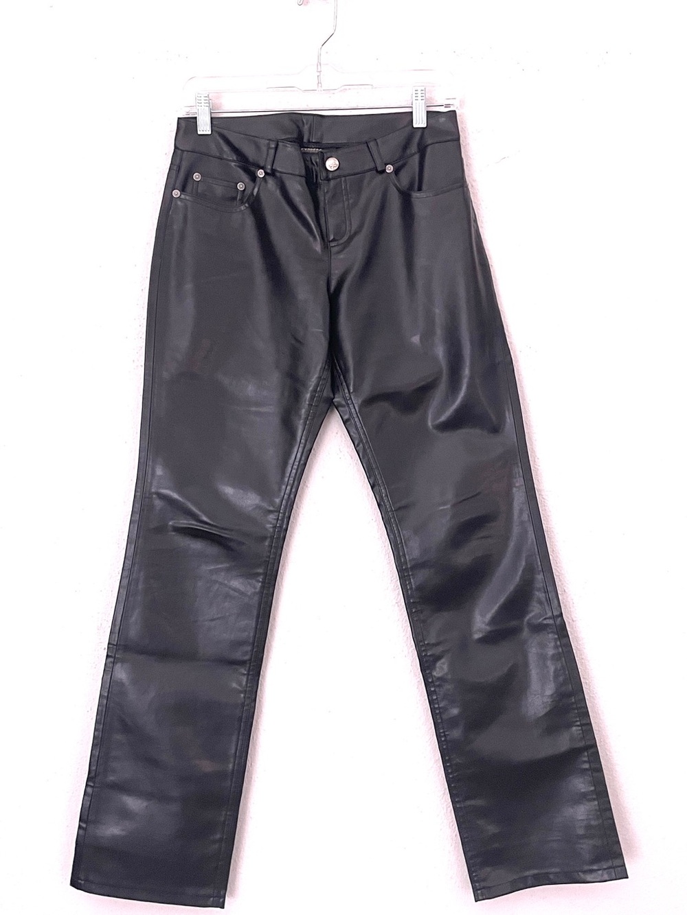 Vintage 90s Express Low Rise Faux Black Leather Bootcut Pants Size 1/2 XS